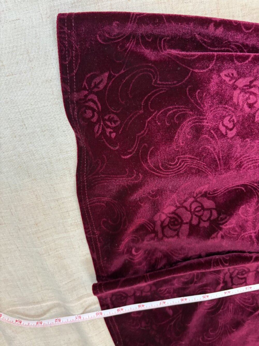 Vintage Debenhams Burgundy Burnout Velvet Maxi Dress | UK 12 - Picture 8 of 10